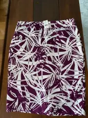 Ann Taylor LOFT Grape Purple White Leaves Print Pencil Knee Skirt Size 6 NEW