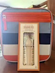 Snoopy Pottery Barn LUNCH BOX BAG Peanuts School + Utensil set Disney boy pre k