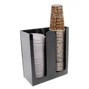 Acrylic disposable cup dispenser 2-compartment coffee cup and lid organizer for restaurants and parties