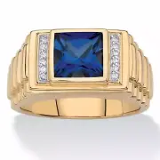SAPPHIRE AND DIAMOND ACCENT 18K GOLD OVER STERLING SILVER RING 8 9 10 11 12 13