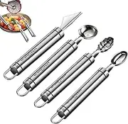Kitchen Fruit Spoon Set,Set of 4 Stainless Steel Watermelon Scooper - Small Melons Ball Spoon Set, Multifunctional Carving Cutter for Watermelon, Cantaloupe
