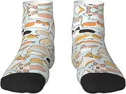 [JBYJBX] Corgi Pattern Print Adult Socks Womens Mens Workout Thermal Cozy All-Season Gift Holiday Articles Use