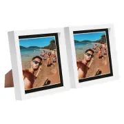 2x White 8" x 8" 3D Box Photo Frames Black 6" x 6" Mount Craft Shadow Picture