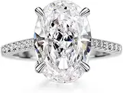 [Michooyel] S925 4ct Oval Cut Cubic Zirconia Engagement Rings For Women Wedding RIng Promise Ring Sterling Silver Wedding Band For Women