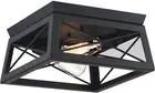 Flush Mount, Modern Industrial Square Ceiling Light for Outdoor Porch, Indoor Ki