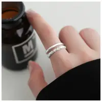 在飛比找momo購物網優惠-【HaNA 梨花】韓國銀．銀本色雙層手打感不規則戒指