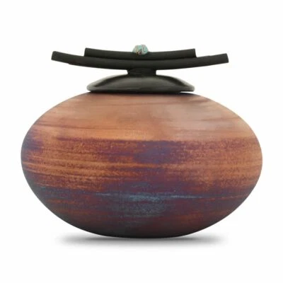 Small/Keepsake Earth's Round Bronze Raku Funeral Cremation Urn for Ashes 100 C.I