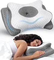 ​CyperEver Cervical Pillow for Neck Support with Armrest, Odorless Ergonomic Butterfly Memory Foam Pillow, Cervical Neck Pillow for Sleeping Anti Snore Neck Pain Relief