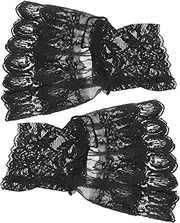 [Healeved] Versatile Fake Cuff Sleeves 2 Pack Detachable Wrist Cuffs for Women Lace Ruffle Design Fit for Styles