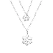 Silver Snowflake Layered Necklace