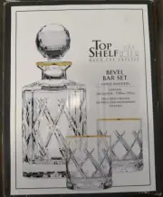 Godinger Top Shelf hand cut good banded crystal bevel 3-piece bar set
