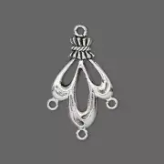 2 Antiqued Pewter 25x17mm Double Sided Ruffle Chandelier Earring Connectors *
