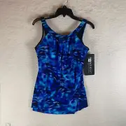 Miraclesuit Women's Cloud Leopard Ursula Tankini Blue Swim Top Size 12 NWT 9354
