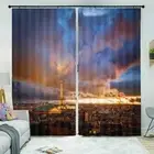 Dark Clouds Pressing City 3D Blockout Photo Print Curtain Fabric Curtains Window