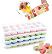 Ice Cube Tray with Lid Reusable Silicone Ice Cube Maker Tray Easy Release BPA Fr