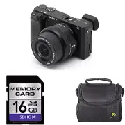 Sony Alpha a6000 Mirrorless Digital Camera - Black w/16-50mm Lens + 16GB & Case