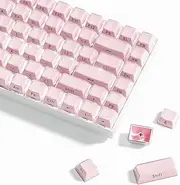 XVX Keycaps 60 Percent - Crystal Clear Keycaps, OEM Profile 113 Keys Custom Pink Keycaps, Letter Side Engraving Keyboard Keycaps for 61/68/84/87/98/100 Cherry Gateron MX Switches Mechanical Keyboard