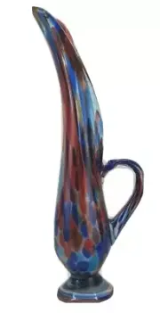 ❤✋HUGE 21" Murano Italy Style Hand Blown Multi-Color Art Glass Stretch Pitcher✋❤