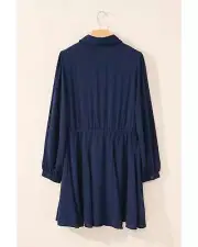 Womens Navy Striped Casual Dress - Mini - Navy Blue -Size L