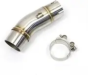Motorcycle Exhaust Mid Link Pipe 51mm Motorcycle Exhaust Middle Link Pipe Slip-on For Kawasaki For Ninja400 EX400 Z400 2017-2021(Silver)