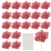 20 Sets Artificial Hydrangea Flower Heads with Stems for Bouquet,Red