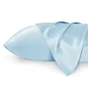 Bedsure Satin Pillowcases Standard Set of 2 - Light Blue Silk Pillow Cases for