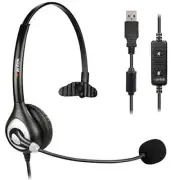 USB Headset with Microphone Noise Cancelling Audio Controls, Computer Headphones