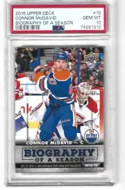 2015 CONNOR MCDAVID ROOKIE CARD PSA GEM MINT 10 OILERS UPPER DECK #10 LOW POP
