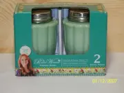 Pioneer Woman Timeless Beauty Jadeite Glass Salt & Pepper Shaker Set NIB!