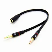 3.5Mm Trrs Adapter 2 Male 1 Female Mini Jack 4 Pin Splitter Stereo Audio Microphone Flat Cable Socket To 3Pin Connector Cables & Adapters