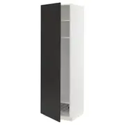 METOD high cabinet w shelves/wire basket, white/Nickebo matt anthracite, 60x60x200 cm