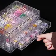 [MIOINEY] Compartment Storage Box 72 Grids Acrylic Organizer Box with 3 Drawers Storage Containers Transparent Organizer Box for Crafts Art Supply Painting Nail Tip Bead Earring Ring (Clear)