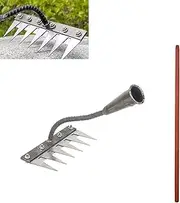 Iron Rake 2.0, Iron Rake for Gardening and Weeding, IronWeeding Rake2.0 with Handle, Heavy-Duty IronRakes for Dethatching,Gardening, Multifunctional Lawn Tool (6 Teeth)