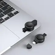 Portable Wireless Magnetic USB Apple Watch Charger, Type-C Fast Charging for Apple Watch Series 2-10, Ultra1/2 & SE - Wireless Cable-Free Design with Keychain (Black)