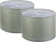 uxcell Drum Lamp Shades Set of 2, 13"x13"x9" Linen Round Lamp Shade for Table Lamps Easy Assembly Lampshade for Table Lamps Floor Lamps Bedside, Gray Green