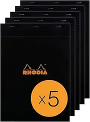 RHODIA 186009C - Stapled Notepad N°18 Black - A4 - Lined - 80 Detachable Sheets - White Clairefontaine Paper 80 g/m² - Coated Card Cover - Pack of 5 pads