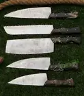 Damascus Knife Kitchen Knives Set| Handmade Kitchen Knives EDC FIX BLADE KNIVES