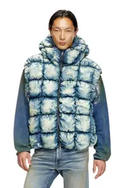[Diesel] Diesel - Tie-dyed denim puffer vest - Winter Jackets - Unisex - Blue 48 Blue