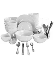 Gibson 60pc Ceramic Dinnerware Combo Set With Drinkware And Flatware