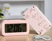 Digital LED Snooze Alarm Clock With USB Charger Temperature Day/Night Bed Clock