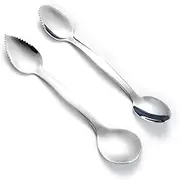 2 Pcs Grapefruit Spoons Double Headed Grapefruit Spoons Stainless Steel Spoon Thick Gauge Handle Silver Kitchen Tool with Non Stick Plating for Kiwi Dessert Apple Citrus Fruit