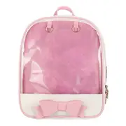 Transparent Children Backpack Cute Bow Bags Mini Schoolbag(Pink)