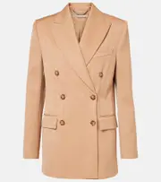 [Stella McCartney] Stella McCartney Striped double-breasted wool blazer AU 12 beige