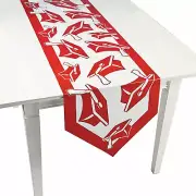 Red Congrats Grad Paper Table Runner, Party Supplies, 1 Piece