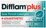 Difflam Plus Sore Throat Menthol/Eucalyptus 16 Lozenges