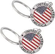 [SAFIGLE] 2pcs US Flag Keychain Pendant for Women Vintage Style Key Ring present for Year Birthdays Christmas for Bags Backpacks Gear Tags