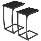 LAKEMID C-Shaped End-Table Set of 2 - Side Table for CouchTV Tray Table for L...