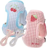 Luxshiny 2pcs Dog Harness and Leash for Small Pets Stylish Vest Backpack with Plaid Print for Dogs Cats Puppies and Kittens Durable Material