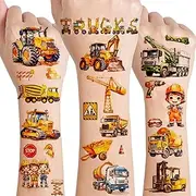 Drookaen 120+ Glitter Vehicle Children's Tattoos for Children Boys Waterproof Car Digger Tattoo Children's Tattoos Guest Gift Children's Birthday Car Tattoo Children