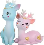 ETHZZLE 1 Pair Miniature Deer Family Figurines Creative Car Dashboard Ornament Unique Center Console Decor Woodland Creatures Statues Easy Installation for Home Office Decor